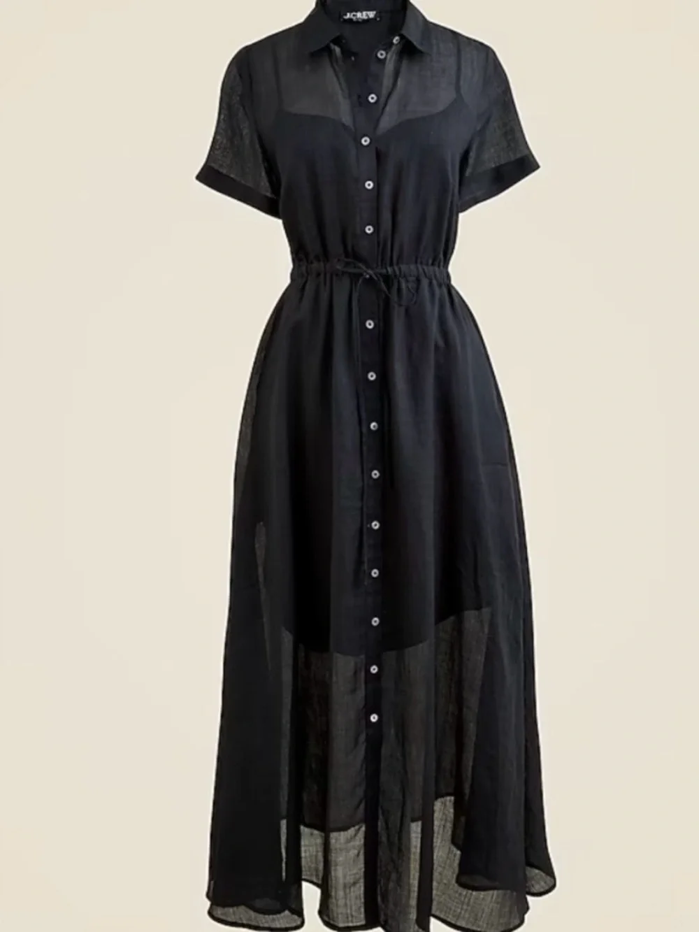 J. Crew Black Cerise shirt-dress in ramie with detachable lining.4T.NWT